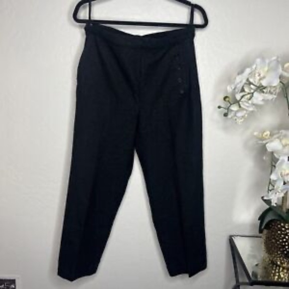 Eskandar Black 95% Wool 5% Cashmere Trouser Ankle Pants